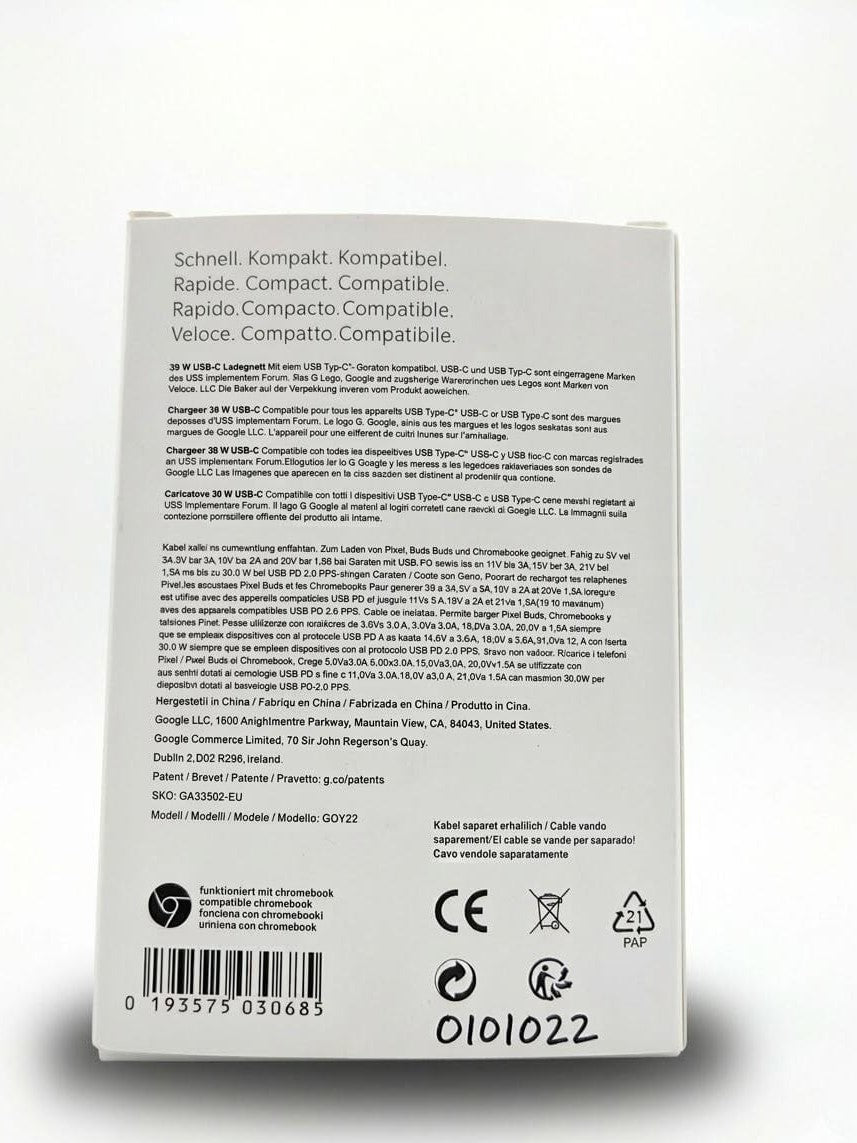 Google 30W USB-C Power Adapter (Fast Charger)