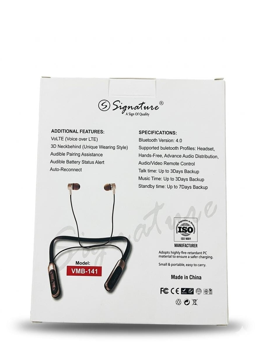 Signature VMB-141 Premium Wireless Neckband – 72 Hours Backup